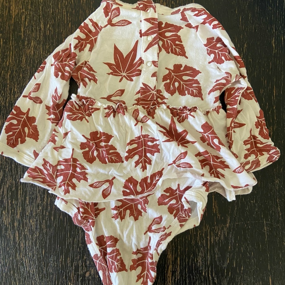 Spearmint Baby Leaf Print Long Sleeve Onsie - Picture 2 of 4